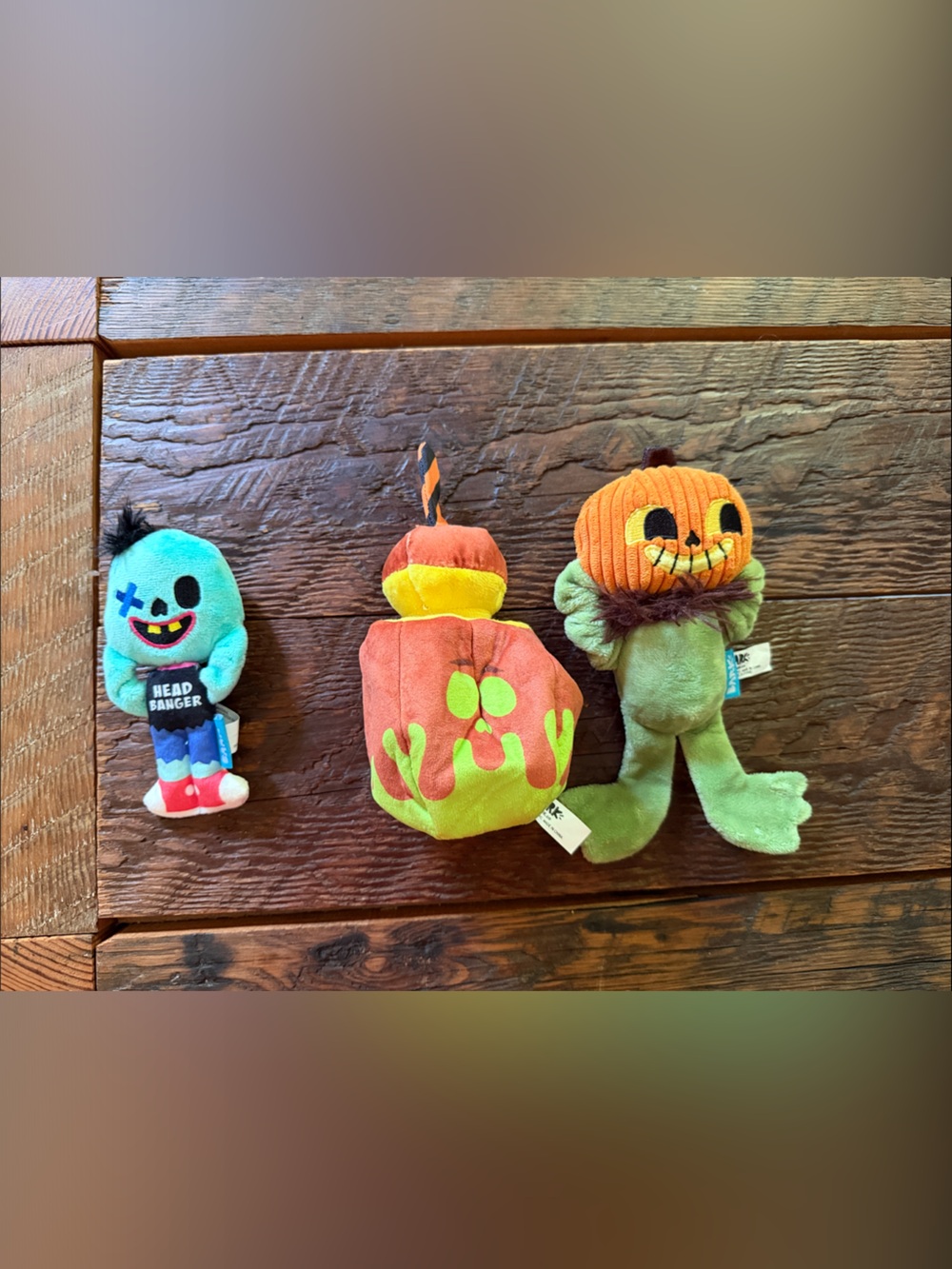 Bark Halloween Plush Pumpkin & Monster Toy Trio - Green/Orange/Teal